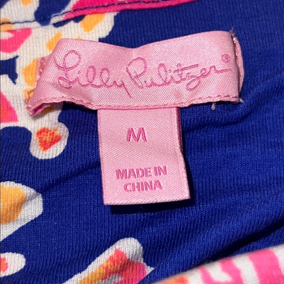 Lilly Pulitzer Loleta Strapless Dress Blue Pink Coral Reef Print Size Medium - Picture 2 of 6
